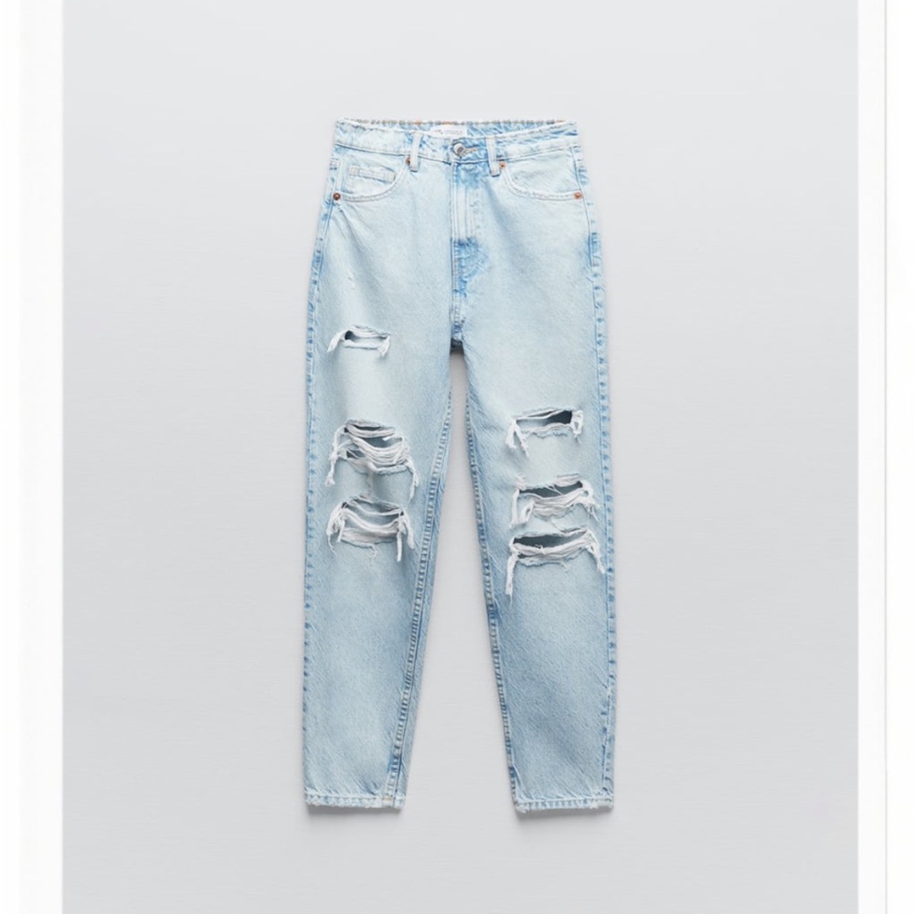 Zara Mom Fit Jeans Ripped NWT